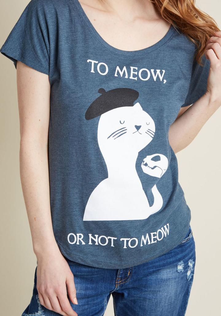 Modcloth Cat Is The Question Graphic Tee In Xxl