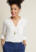Modcloth Pam Breeze-ly Long Sleeve Tunic In Ivory In 1x
