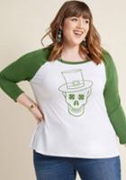 Modcloth Here To Blarney Raglan Graphic Tee In 4x