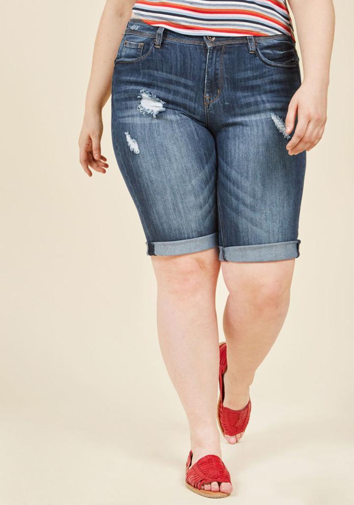 Modcloth Boogie On Beach Town Shorts In Mid Wash - 14-24 In 20