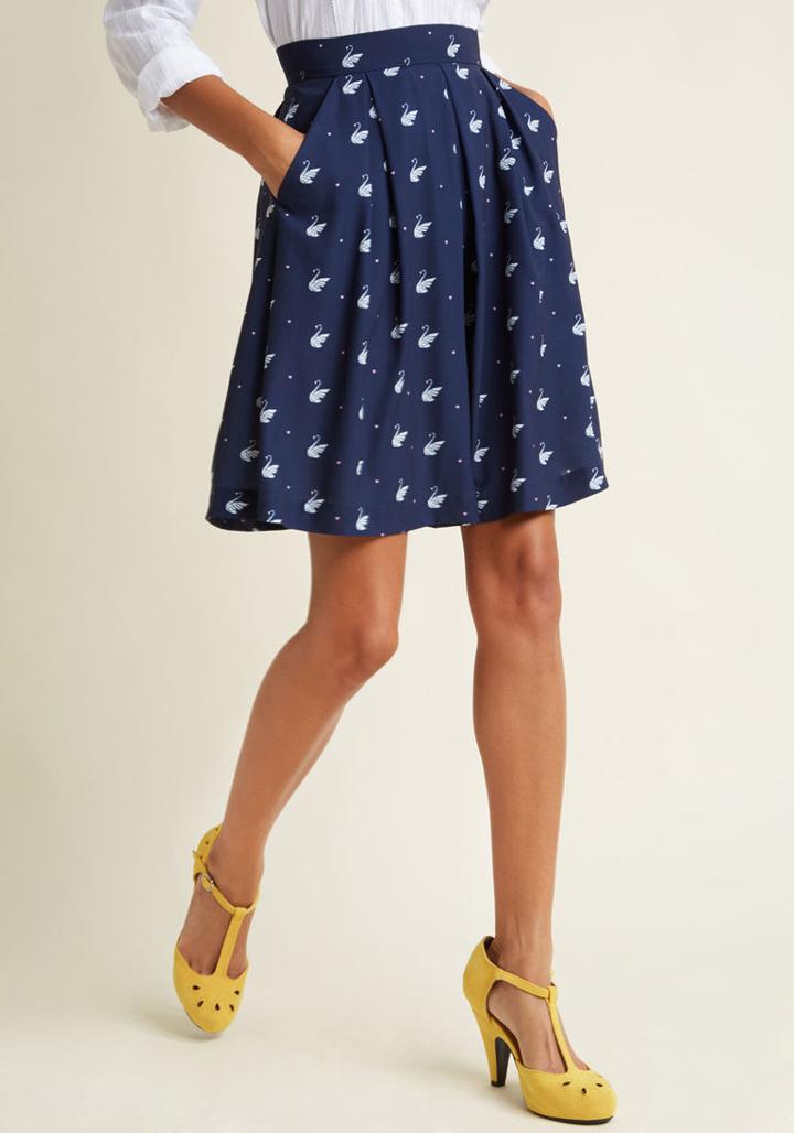 Louche Louche Upbeat And Empowered A-line Skirt In Swan In 16 (uk)