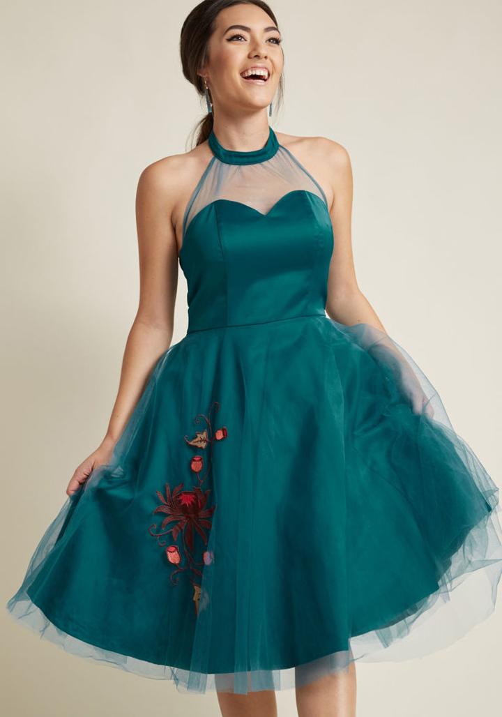 Modcloth Fancy Flair Fit And Flare Dress In L