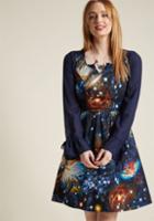 Modcloth Heart And Solar System A-line Dress In Xl