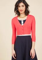 Modcloth The Dream Of The Crop Cardigan In Neon Coral In 3x