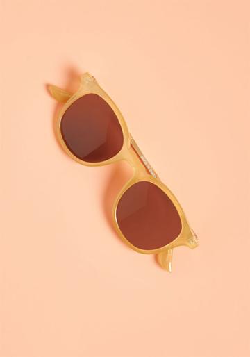53769yellow Seeking Respite From The Rays? Call Upon These Mustard Yellow Sunglasses! Supported By Golden Arms And Finished With Green-tinted Lenses, These Sassy Sunnies Provide Panache-filled Protection For Your Precious Peepers Whenever You Please.