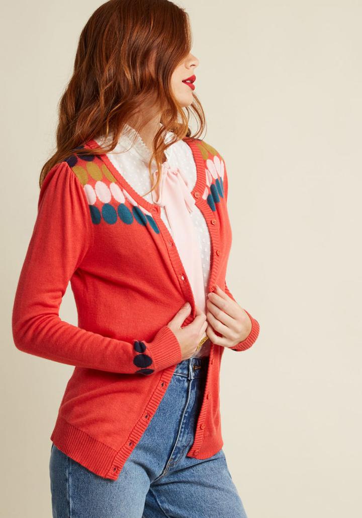 Modcloth Button-up Cardigan With Circle Yoke