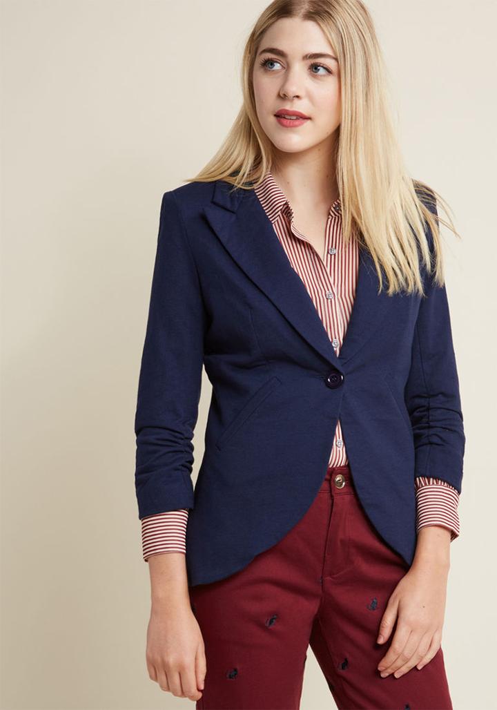 Modcloth Fine And Sandy Blazer In Navy In M