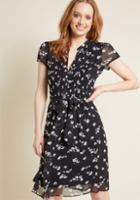 Modcloth Ladies Who Launch A-line Dress In Noir Blossom In 4