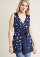 Modcloth Outgoing Guidance Sleeveless Top In Seagulls In 4x