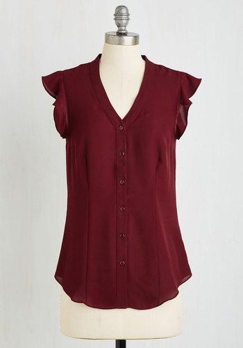 Hotwayinternationlimited Thread And Flutter Top In Merlot