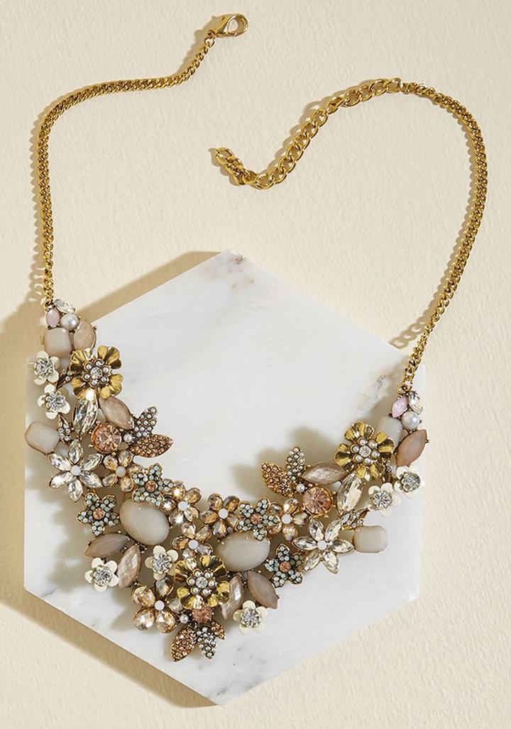 Modcloth The Flowers That Be Statement Necklace In Neutral