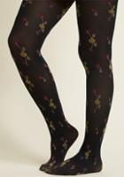  It Is Within Your Nature To Be Kind, Caring, And Honest - Show This By Wearing These Black Tights. Decorated With Delicately Embroidered Cherry Blossoms In Saffron And Merlot Hues, These Sheer Hose Embody All Of The Sweetest Parts Of Your Personality.