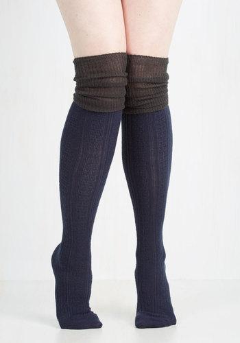 Lookbym Knittin' Pretty Thigh Highs In Navy And Ash