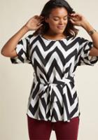 Modcloth Medium Format Memory Tunic In Black And White Zigzag In 3x