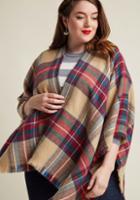 Modcloth Thanks For Cabin Me Plaid Shawl In Tan