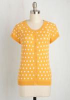 Modcloth Just Thought I'd Author Cardigan In Saffron Dots In M