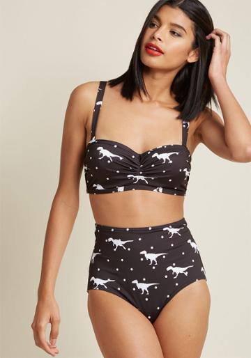 Highdivebymodcloth Waterfront Flaunt Swimsuit Bottom In Dinos In S