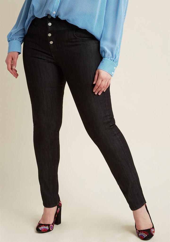Modcloth Karaoke Songstress Jeans In Black - 1x-3x In 1x