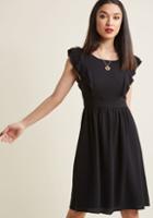 Modcloth A Joy To Be Blissful A-line Dress In Black In Xxs