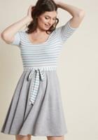 Modcloth In The Very Near Twofer Striped Dress In Heather Grey In 4x