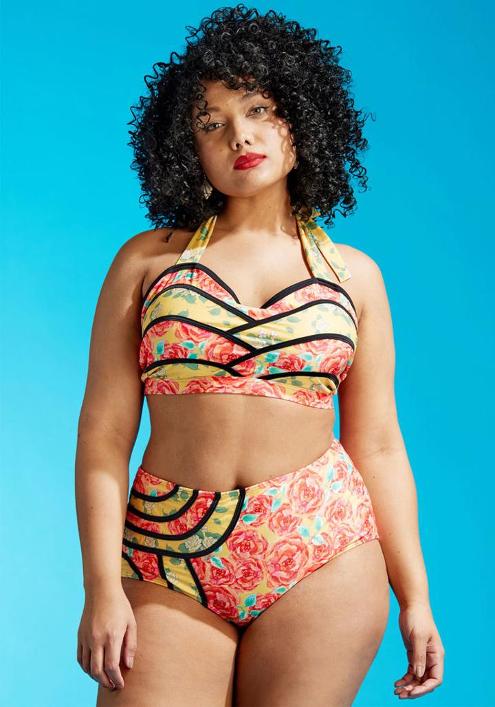 Highdivebymodcloth Set The Serene Swimsuit Top In Sunlit Blooms In Xl