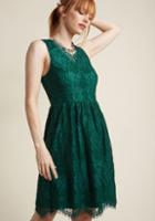 Modcloth V-neck Lace Fit And Flare Dress In Pine In 3x