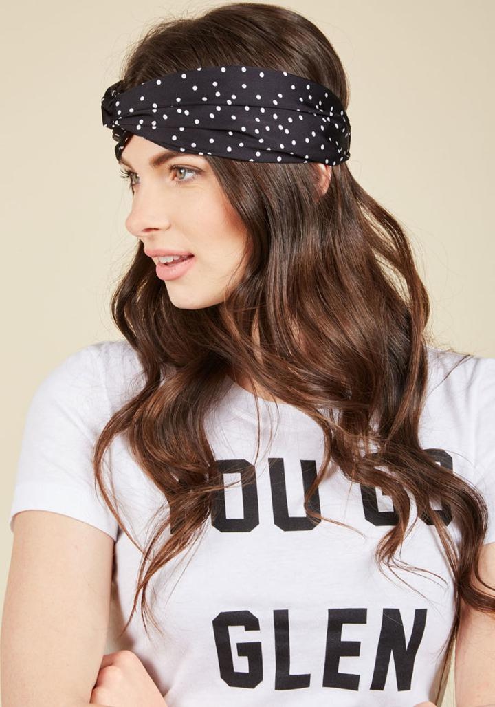 Modcloth Tie Will Tell Headband In Noir Dots