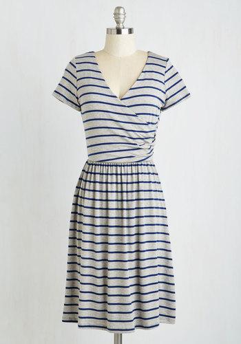  Botanical Breakfast Dress In Navy Stripes In 3x