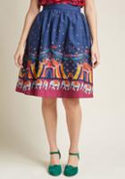 Modcloth Charming Cotton Skirt With Pockets In Circus In 4x