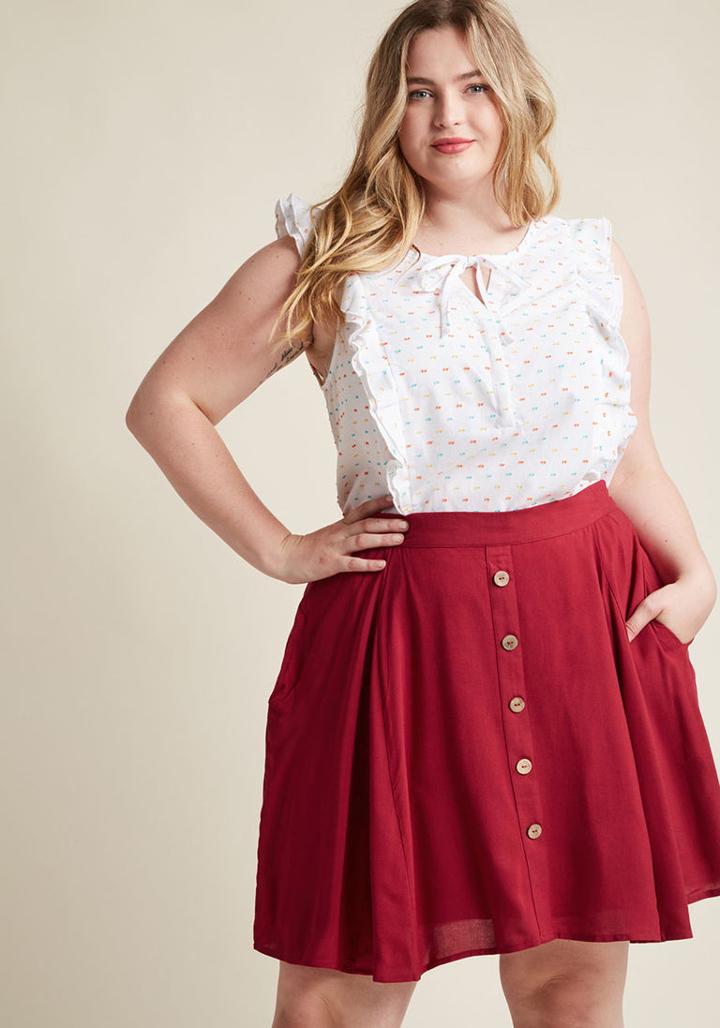 Modcloth Frills Included Sleeveless Top In Xl