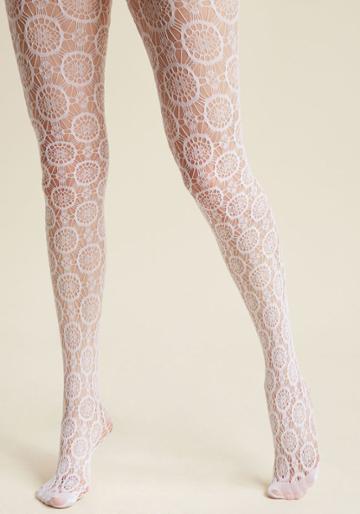 Modcloth Sheer Me Out Tights In Blanc
