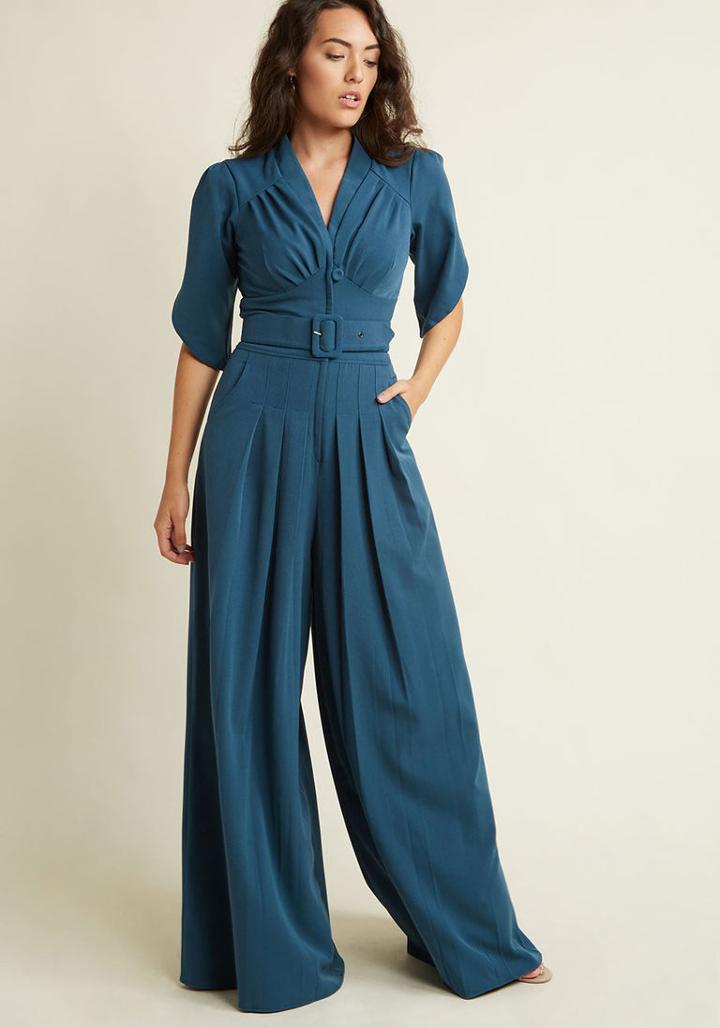 Misscandyfloss Miss Candyfloss The Embolden Age Jumpsuit In Teal In 3x