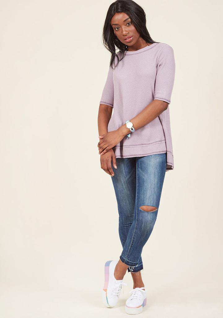 Modcloth Hike, Bike, Barbecue Waffle Knit Top In 4x