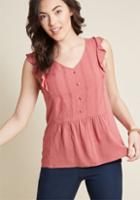 Modcloth Anywhere And Everywhere Embellished Blouse In Rose In Xl