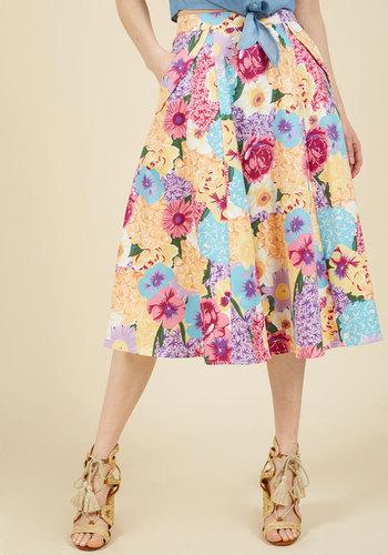  Off In My Own Whirl Midi Skirt In Blossoms In Xl