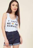  You Have A Tendency To Fall In Love With New Locales, And This Light Blue Tunic Tells Of Your Latest Excursion Crush! Below Its Scoop Neck, This Modcloth Exclusive's Black-and-rainbow Screen Print Shares How Your Heart Remains On The Islands.