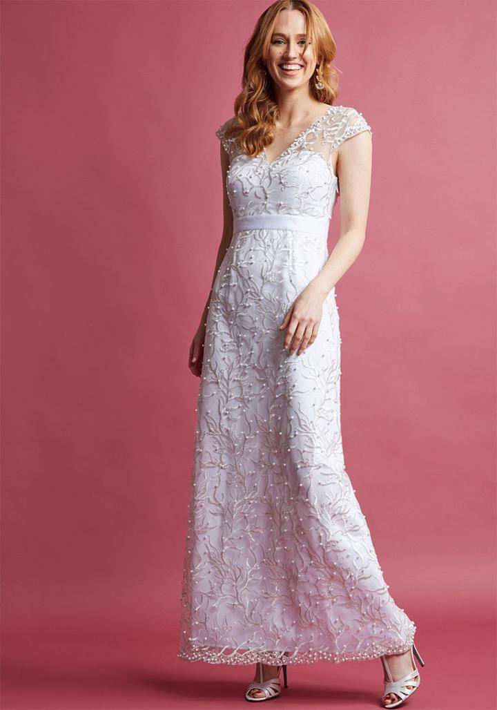 Modcloth Romantic Revelries Maxi Dress In White In 2x