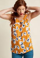 Modcloth Just As Imagined Sleeveless Top In Goldenrod Bloom In 1x