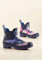  Rain On Your Promenade Rain Bootie In Navy Blossom In 8