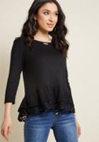 Modcloth Steadily Sweet Long Sleeve Top In Black In 4x