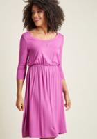 Modcloth Basic A-line Dress With 3/4 Sleeves In Purple In 1x