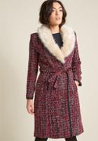 Feverlondon Fever London Tweed Statement Coat With Faux-fur Collar In 16 (uk)