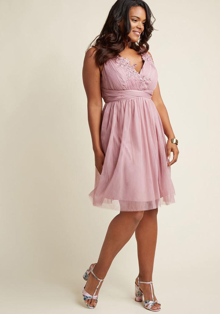 Modcloth Adrift On Elegance A-line Dress In Mauve