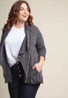 Modcloth Airport Greeting Cardigan In Charcoal In 3x
