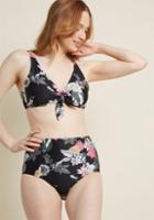 Highdivebymodcloth Sunrise Swim Bow Bikini Top In Black Bloom In 1x