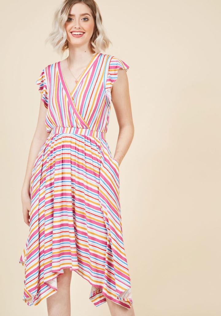  Verified Vacationer Knit Dress In Vibrant Stripes In Xxs