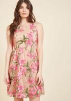 Modcloth Outstanding Together A-line Dress In Ecru