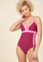  Sporty And Splashy One-piece Swimsuit In Cranberry In M