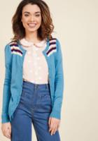 Modcloth Bolder At The Shoulders Striped Cardigan In Lagoon