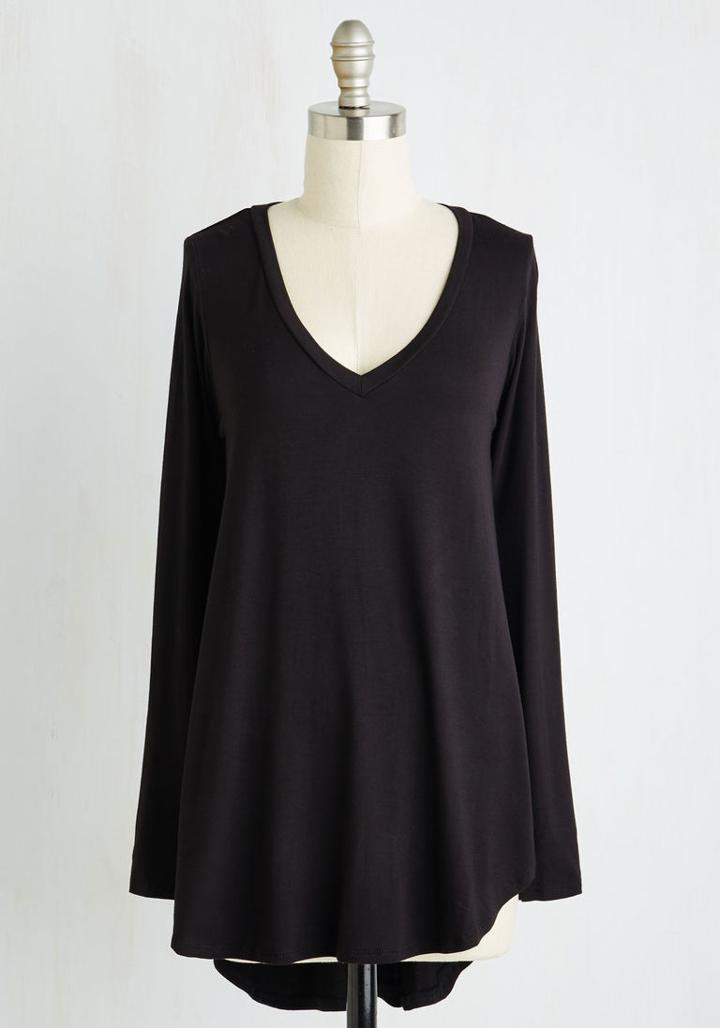  Embracing Basic Long Sleeve Top In Black In L
